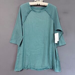 NWT Soft Surroundings XL April Tee Teal Harbor Blue Tunic Top 3/4 Sleeves